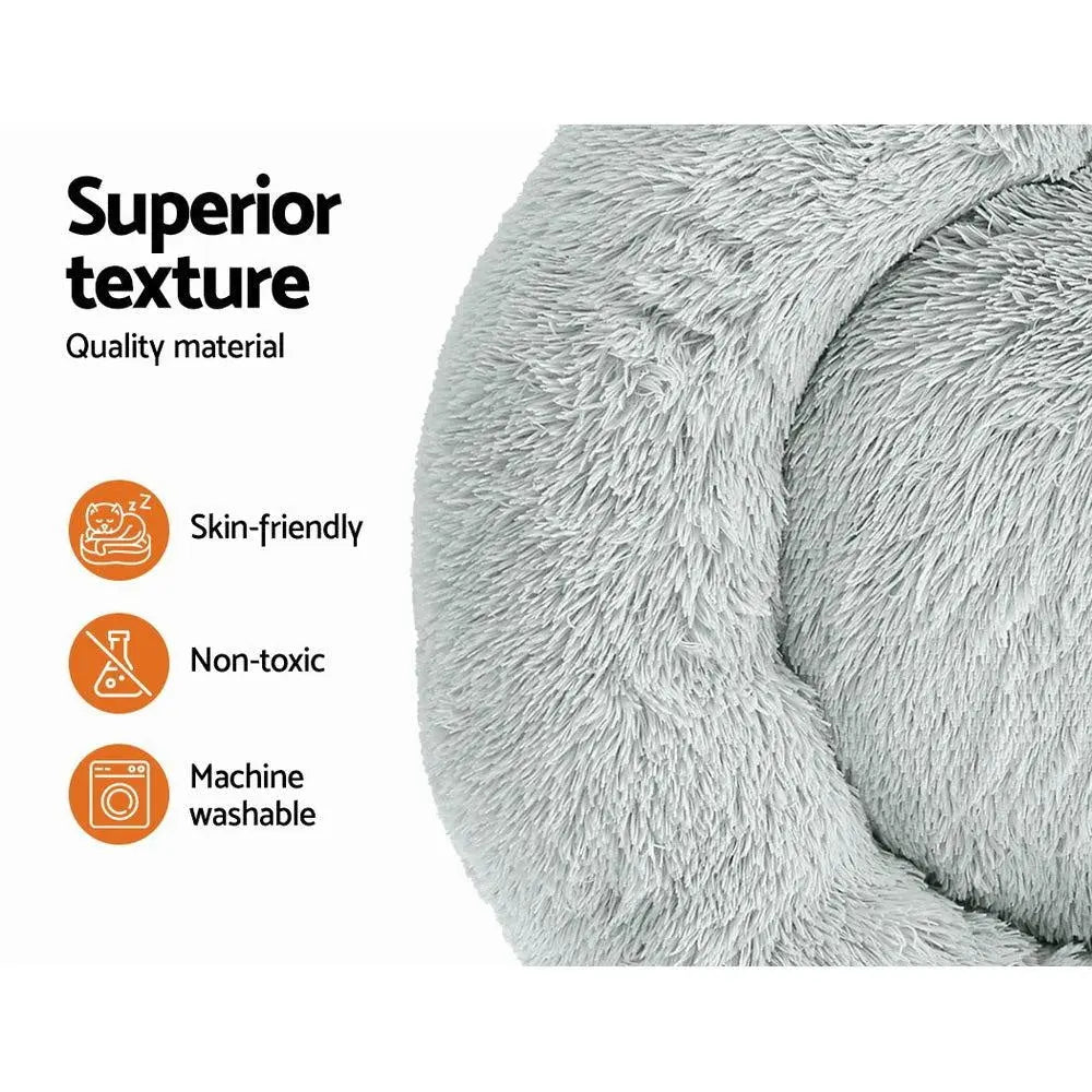 Pet Bed Dog Cat Calming Bed Large 90cm Light Grey Sleeping Comfy Cave Washable Deals499