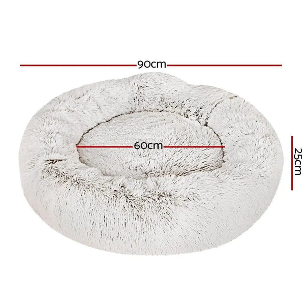 Pet Bed Dog Cat Calming Bed Large 90cm White Sleeping Comfy Cave Washable Deals499