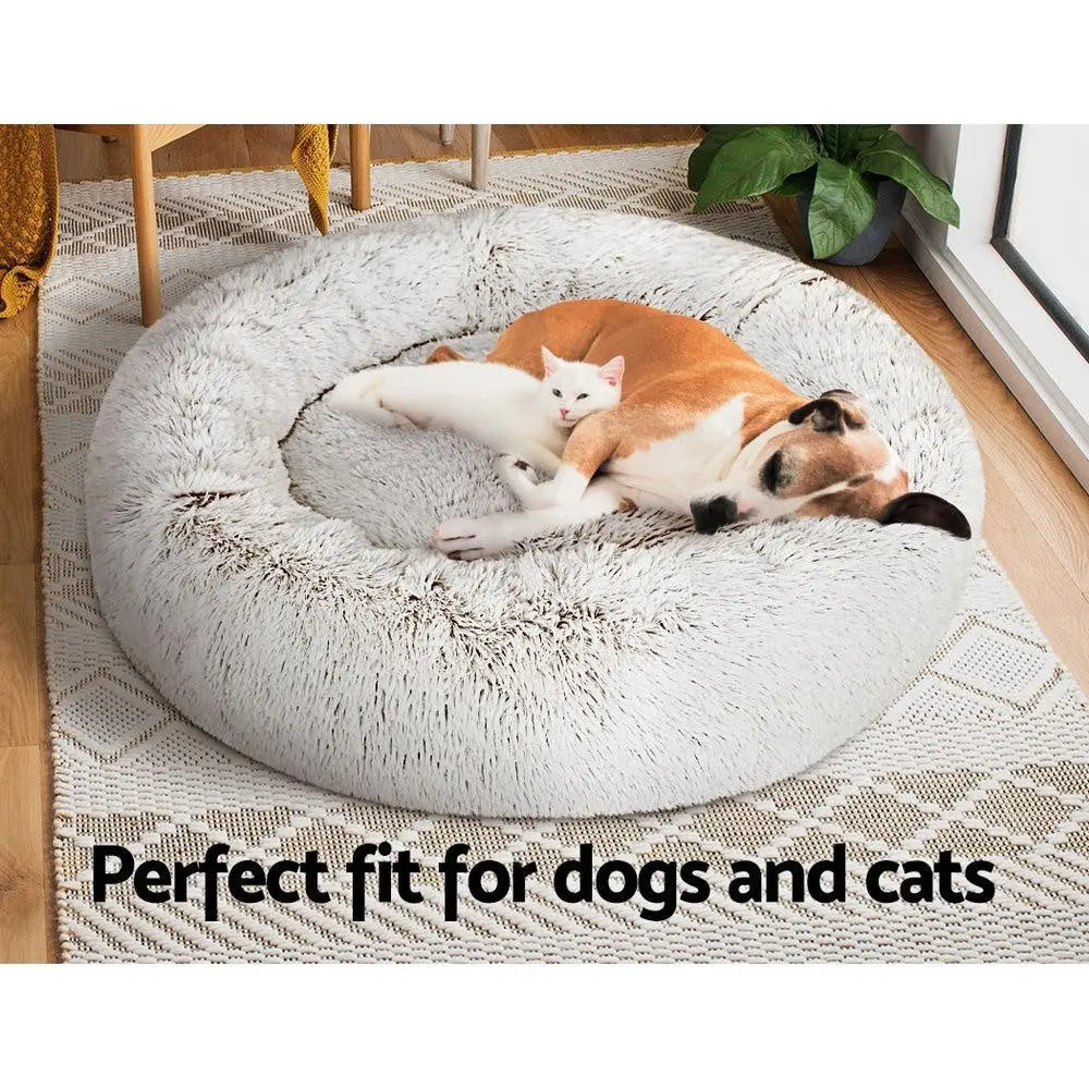 Pet Bed Dog Cat Calming Bed Large 90cm White Sleeping Comfy Cave Washable Deals499
