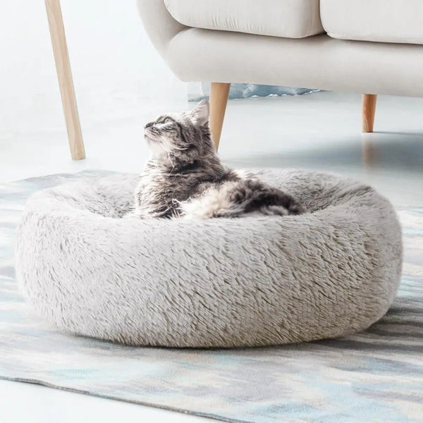 Pet Bed Dog Cat Calming Bed Medium 75cm White Sleeping Comfy Cave Washable Deals499