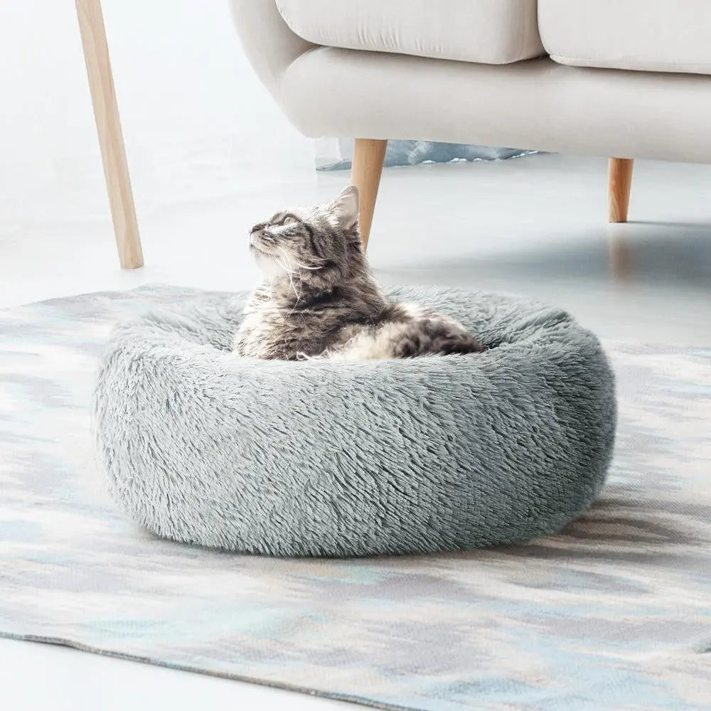 Pet Bed Dog Cat Calming Bed Small 60cm Light Grey Sleeping Comfy Cave Washable Deals499