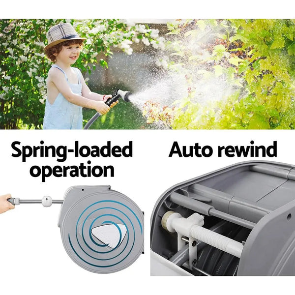 Retractable Hose Reel 30M Garden Water Auto Rewind Spray Gun Deals499
