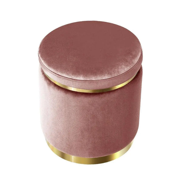 Round Velvet Foot Stool Ottoman Foot Rest Pouffe Padded Seat Pouf Bedroom Pink Deals499