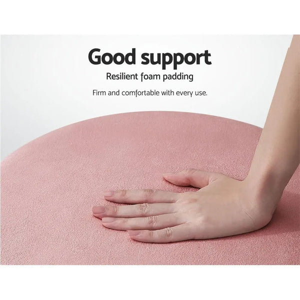 Round Velvet Foot Stool Ottoman Foot Rest Pouffe Padded Seat Pouf Bedroom Pink Deals499