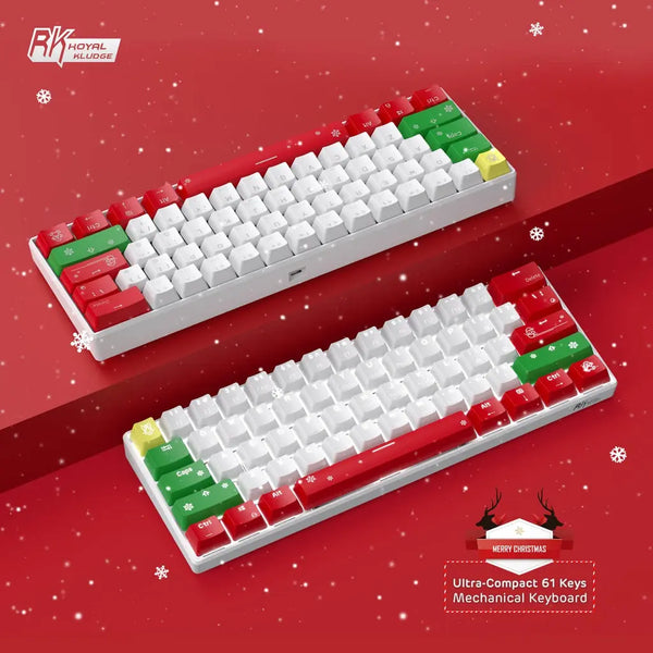 Royal Kludge RK61 Christmas Tri Mode Hot Swappable RGB Mechanical Keyboard (Brown Switch) Deals499