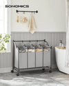 SONGMICS Laundry Basket with 4 Removable Laundry Bin on Wheels Gray LSF005GS from Deals499 at Deals499