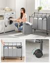 SONGMICS Laundry Basket with 4 Removable Laundry Bin on Wheels Gray LSF005GS from Deals499 at Deals499
