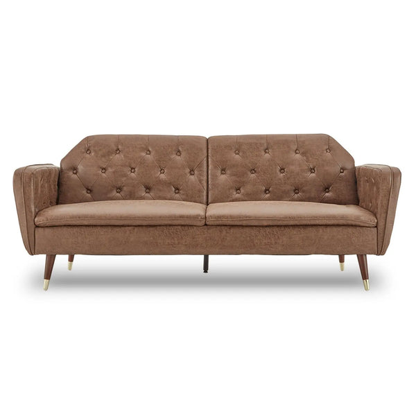 Sarantino Faux Velvet Tufted Sofa Bed Couch Futon - Brown from Deals499 at Deals499