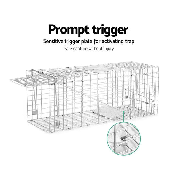 Set of 2 Humane Animal Trap Cage 66 x 23 x 25cm  - Silver Deals499