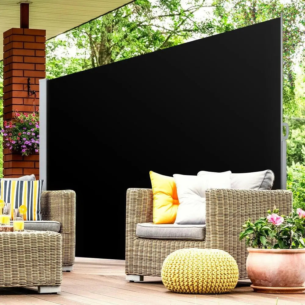 Set of 2 Instahut Side Awning Sun Shade Outdoor Blinds Retractable Screen 2X3M BK Deals499