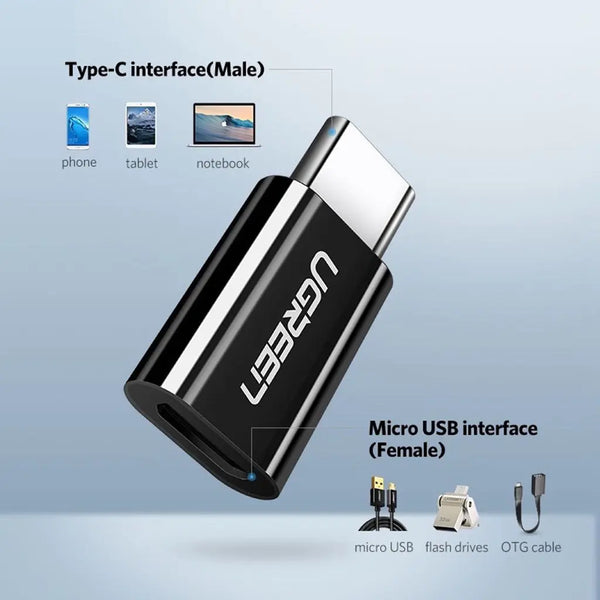 UGREEN Type-C to Micro USB OTG Adapter (Black) - 30391 Deals499
