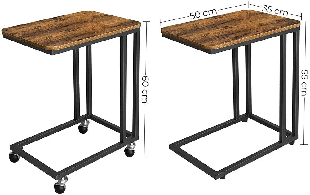 VASAGLE End Table Side Table Coffee Table with Steel Frame and Castors Rustic Brown and Black LNT50X Deals499