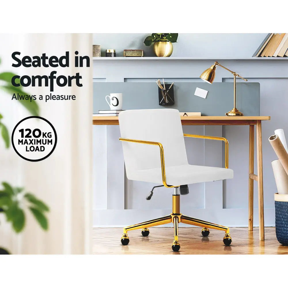 Velvet Office Chair Executive Fabric Computer Chairs Adjustable Work Study White Deals499