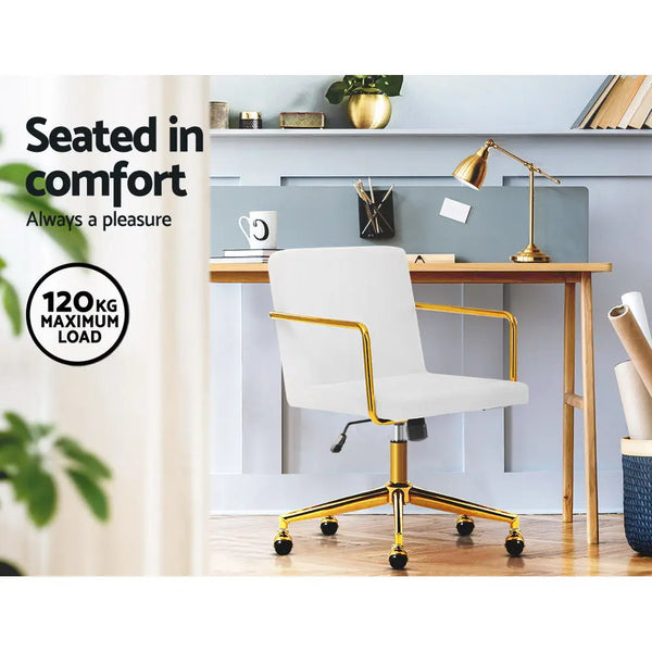 Velvet Office Chair Executive Fabric Computer Chairs Adjustable Work Study White Deals499