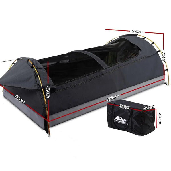 Weisshorn Camping Swags King Single Swag Canvas Tent Deluxe Dark Grey Large Deals499