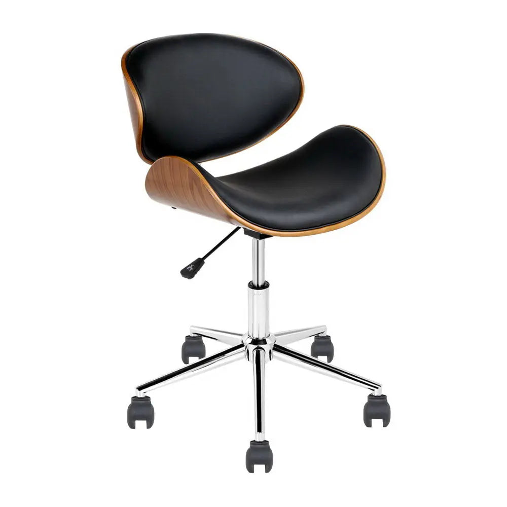 Wooden & PU Leather Office Desk Chair - Black Deals499