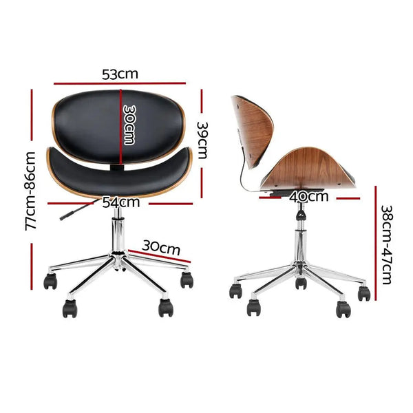 Wooden & PU Leather Office Desk Chair - Black Deals499