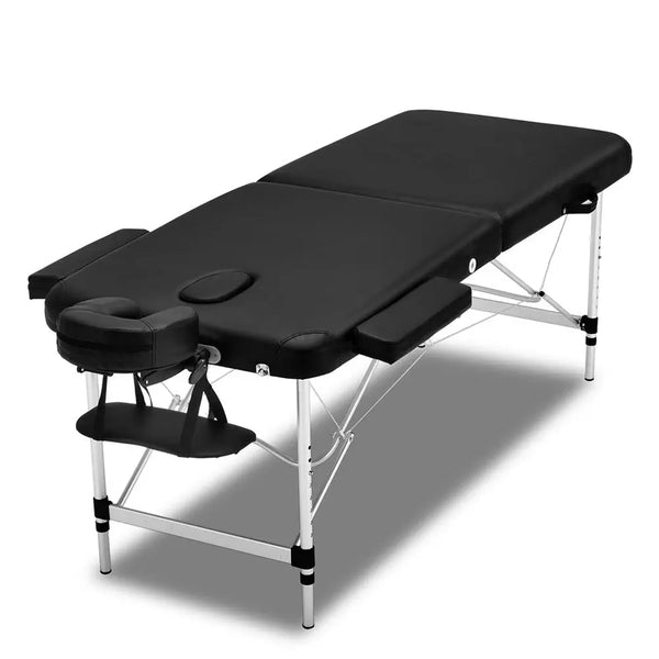 Zenses 70cm Wide Portable Aluminium Massage Table Two Fold Treatment Beauty Therapy Black Deals499