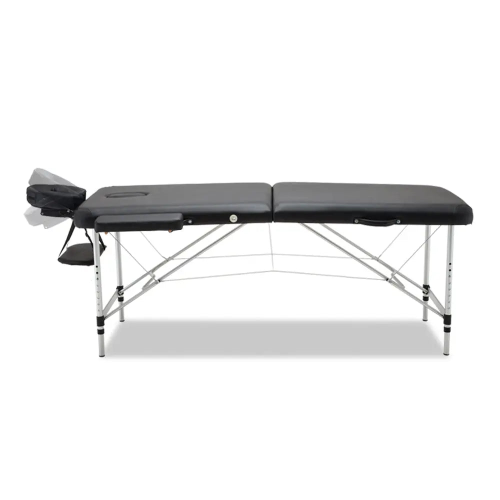 Zenses 70cm Wide Portable Aluminium Massage Table Two Fold Treatment Beauty Therapy Black Deals499
