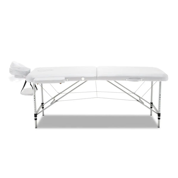 Zenses 75cm Wide Portable Aluminium Massage Table Two Fold Treatment Beauty Therapy White Deals499