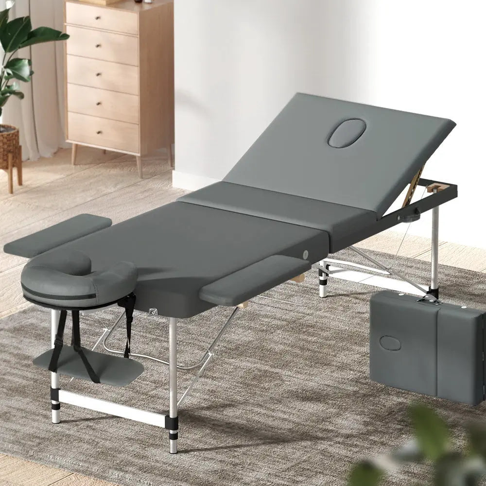 Zenses Massage Table Portable 3 Fold Aluminium Therapy Beauty Bed Waxing 75CM Deals499