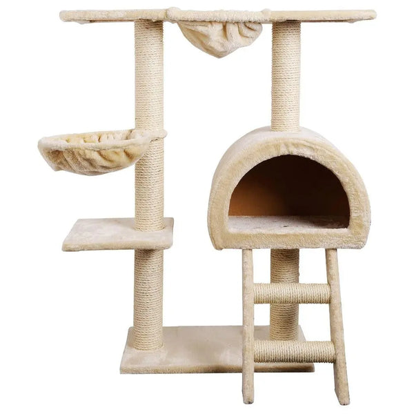 i.Pet Cat Tree 100cm Trees Scratching Post Scratcher Tower Condo House Furniture Wood Beige Deals499
