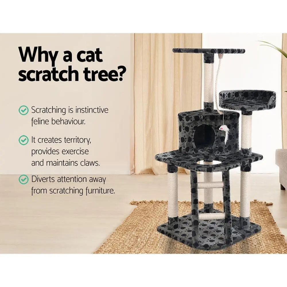 i.Pet Cat Tree 120cm Trees Scratching Post Scratcher Tower Condo House Furniture Wood 120cm Deals499