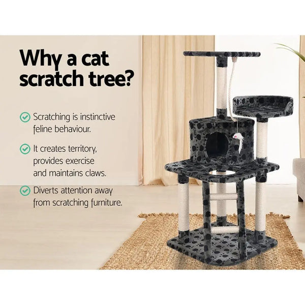 i.Pet Cat Tree 120cm Trees Scratching Post Scratcher Tower Condo House Furniture Wood 120cm Deals499