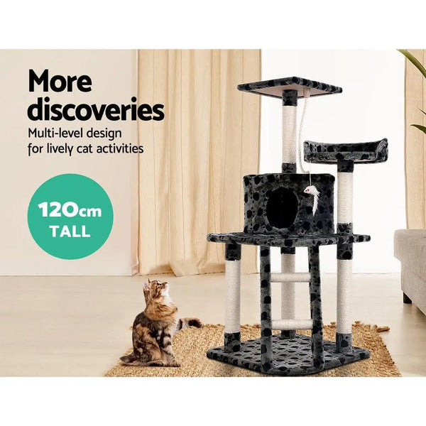 i.Pet Cat Tree 120cm Trees Scratching Post Scratcher Tower Condo House Furniture Wood 120cm Deals499