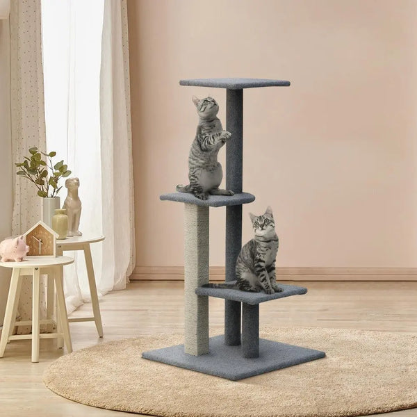 i.Pet Cat Tree 124cm Trees Scratching Post Scratcher Tower Condo House Furniture Wood Steps Deals499