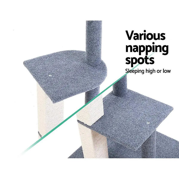 i.Pet Cat Tree 124cm Trees Scratching Post Scratcher Tower Condo House Furniture Wood Steps Deals499