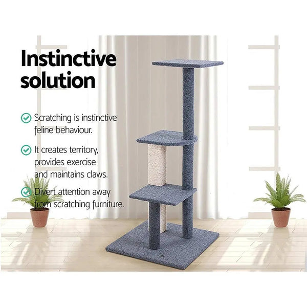 i.Pet Cat Tree 124cm Trees Scratching Post Scratcher Tower Condo House Furniture Wood Steps Deals499