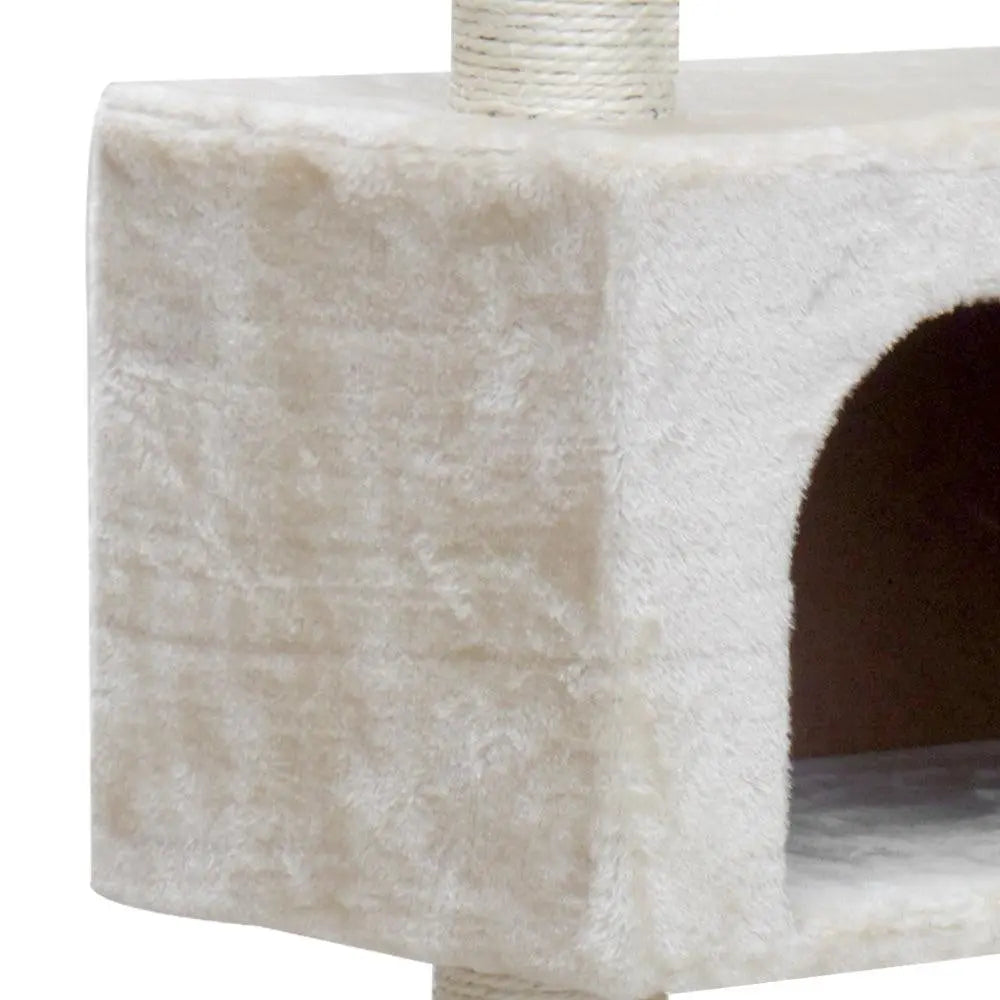 i.Pet Cat Tree 134cm Trees Scratching Post Scratcher Tower Condo House Furniture Wood Beige Deals499