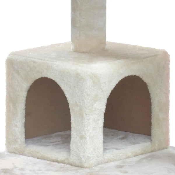 i.Pet Cat Tree 134cm Trees Scratching Post Scratcher Tower Condo House Furniture Wood Beige Deals499