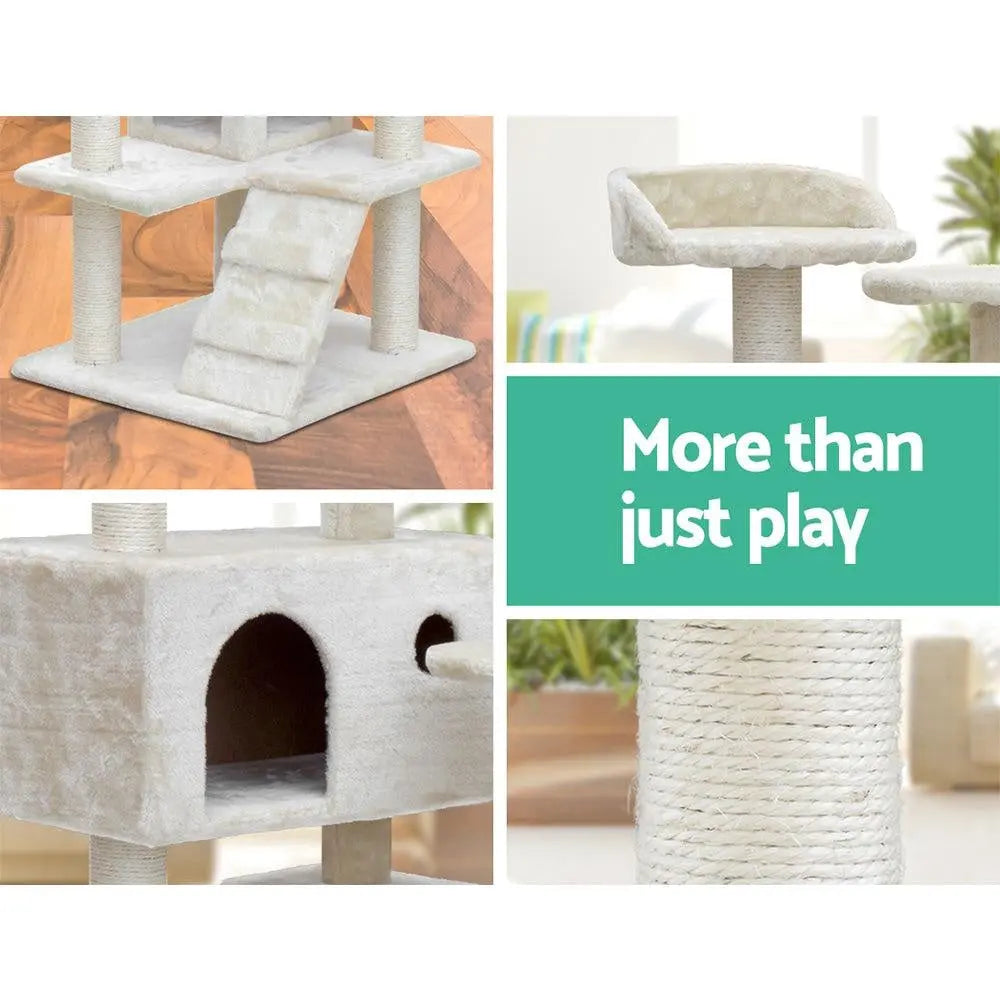 i.Pet Cat Tree 134cm Trees Scratching Post Scratcher Tower Condo House Furniture Wood Beige Deals499