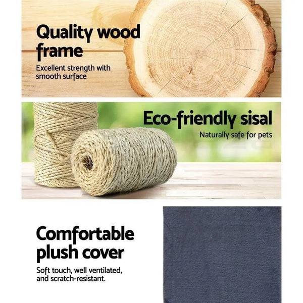 i.Pet Cat Tree 134cm Trees Scratching Post Scratcher Tower Condo House Furniture Wood Grey Deals499