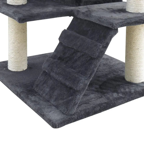 i.Pet Cat Tree 134cm Trees Scratching Post Scratcher Tower Condo House Furniture Wood Grey Deals499