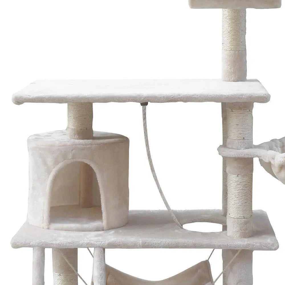 i.Pet Cat Tree 141cm Trees Scratching Post Scratcher Tower Condo House Furniture Wood Beige Deals499