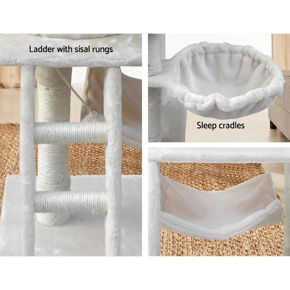 i.Pet Cat Tree 141cm Trees Scratching Post Scratcher Tower Condo House Furniture Wood Beige Deals499