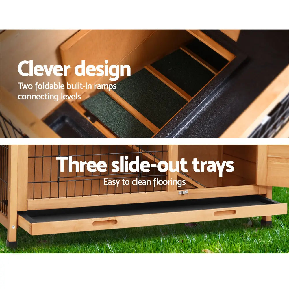 i.Pet Rabbit Hutch Wooden Cage Pet hutch Chicken Coop 91.5cm x 46cm x 116.5cm Deals499