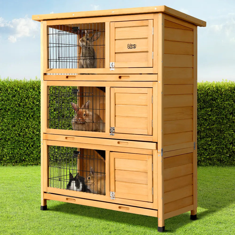 i.Pet Rabbit Hutch Wooden Cage Pet hutch Chicken Coop 91.5cm x 46cm x 116.5cm Deals499
