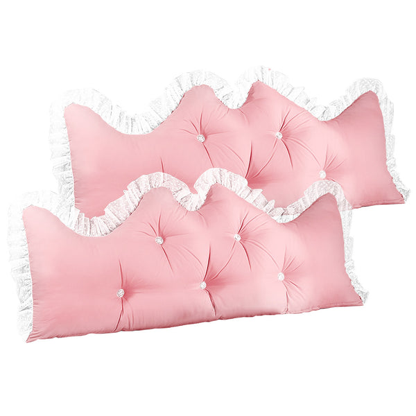 SOGA 2X 150cm Pink Princess Bed Pillow Headboard Backrest Bedside Tatami Sofa Cushion with Ruffle Lace Home Decor Soga