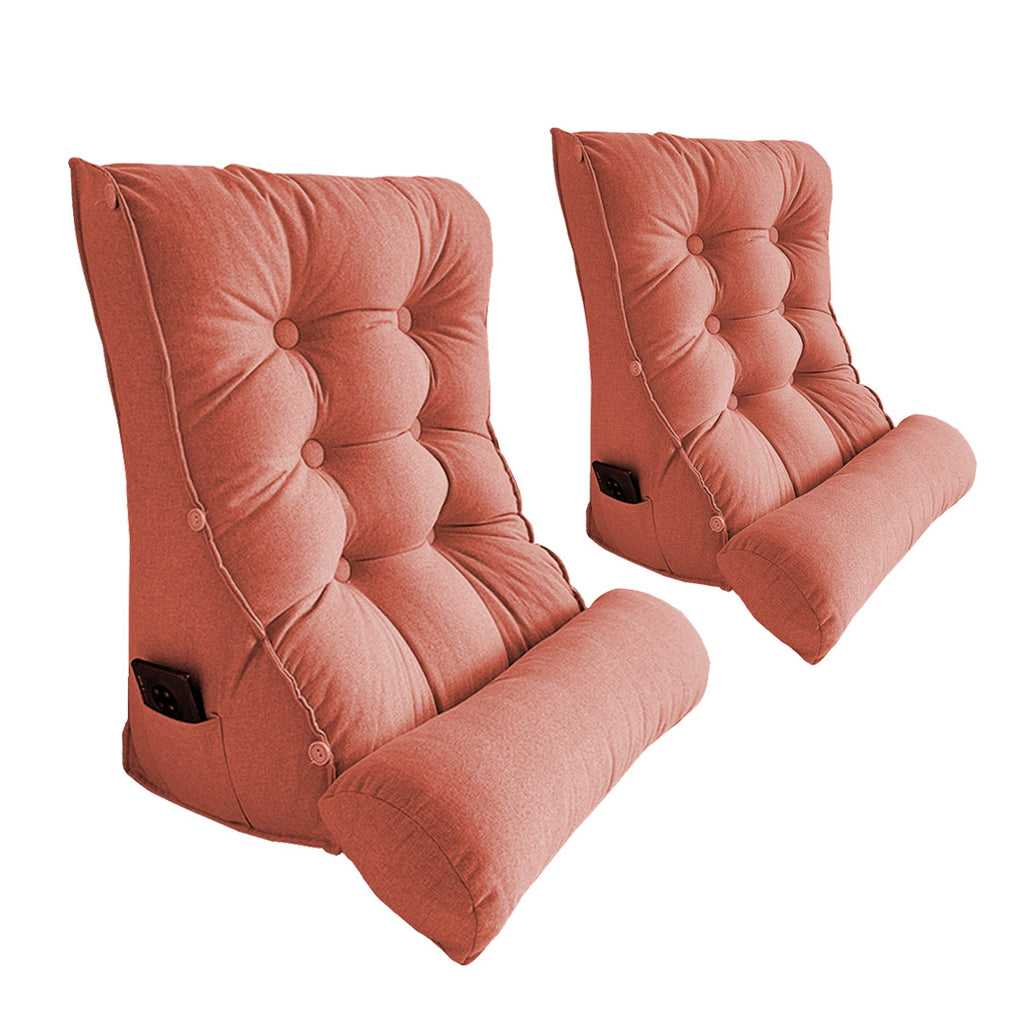 SOGA 2X 60cm Peach Triangular Wedge Lumbar Pillow Headboard Backrest Sofa Bed Cushion Home Decor Soga