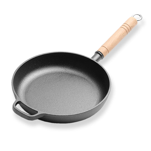 SOGA 25cm Round Cast Iron Frying Pan Skillet Steak Sizzle Platter with Helper Handle Soga