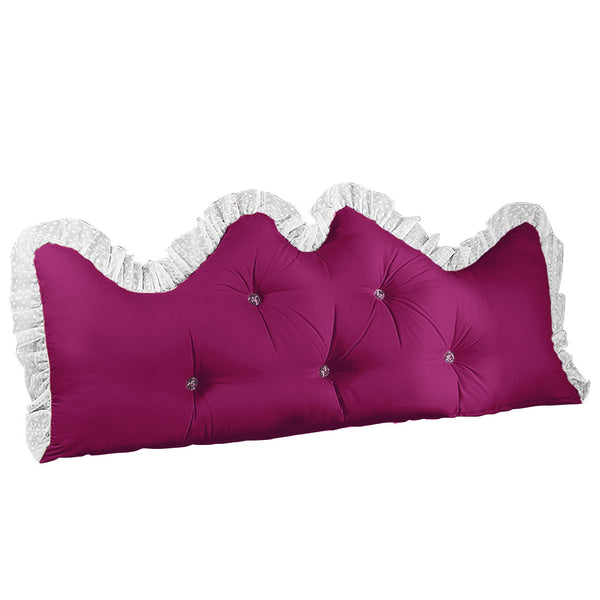 SOGA 150cm Burgundy Princess Bed Pillow Headboard Backrest Bedside Tatami Sofa Cushion with Ruffle Lace Home Decor Soga