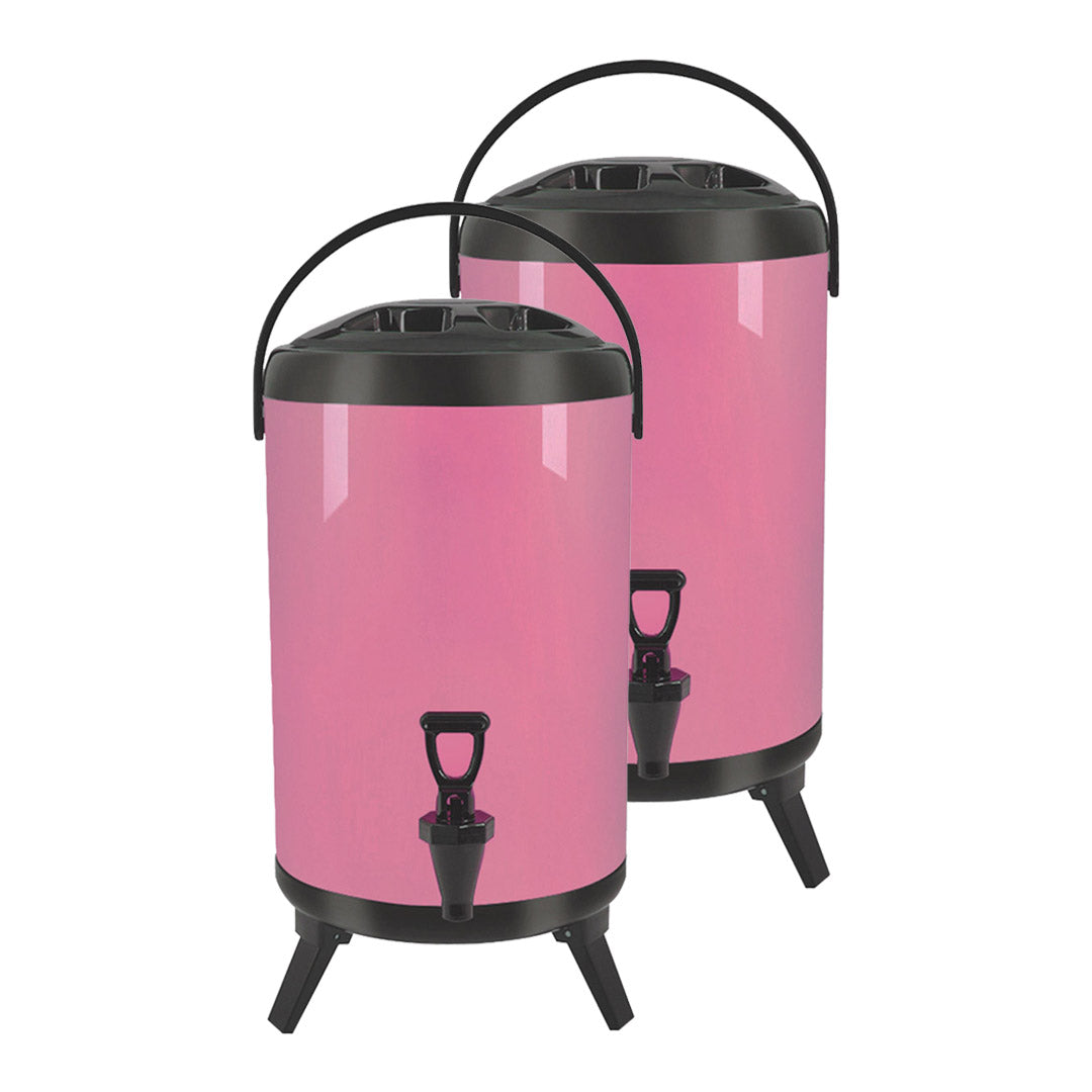 SOGA 2X 16L Stainless Steel Insulated Milk Tea Barrel Hot and Cold Beverage Dispenser Container with Faucet Pink Soga