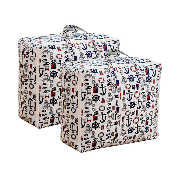 SOGA 2X Nautical Icons Super Large Storage Luggage Bag Double Zipper Foldable Travel Organiser Essentials Soga
