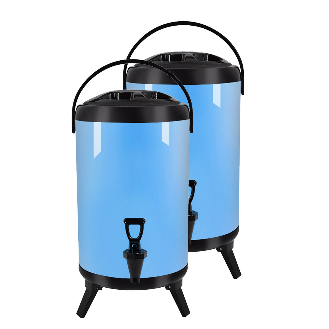 SOGA 2X 16L Stainless Steel Insulated Milk Tea Barrel Hot and Cold Beverage Dispenser Container with Faucet Blue Soga