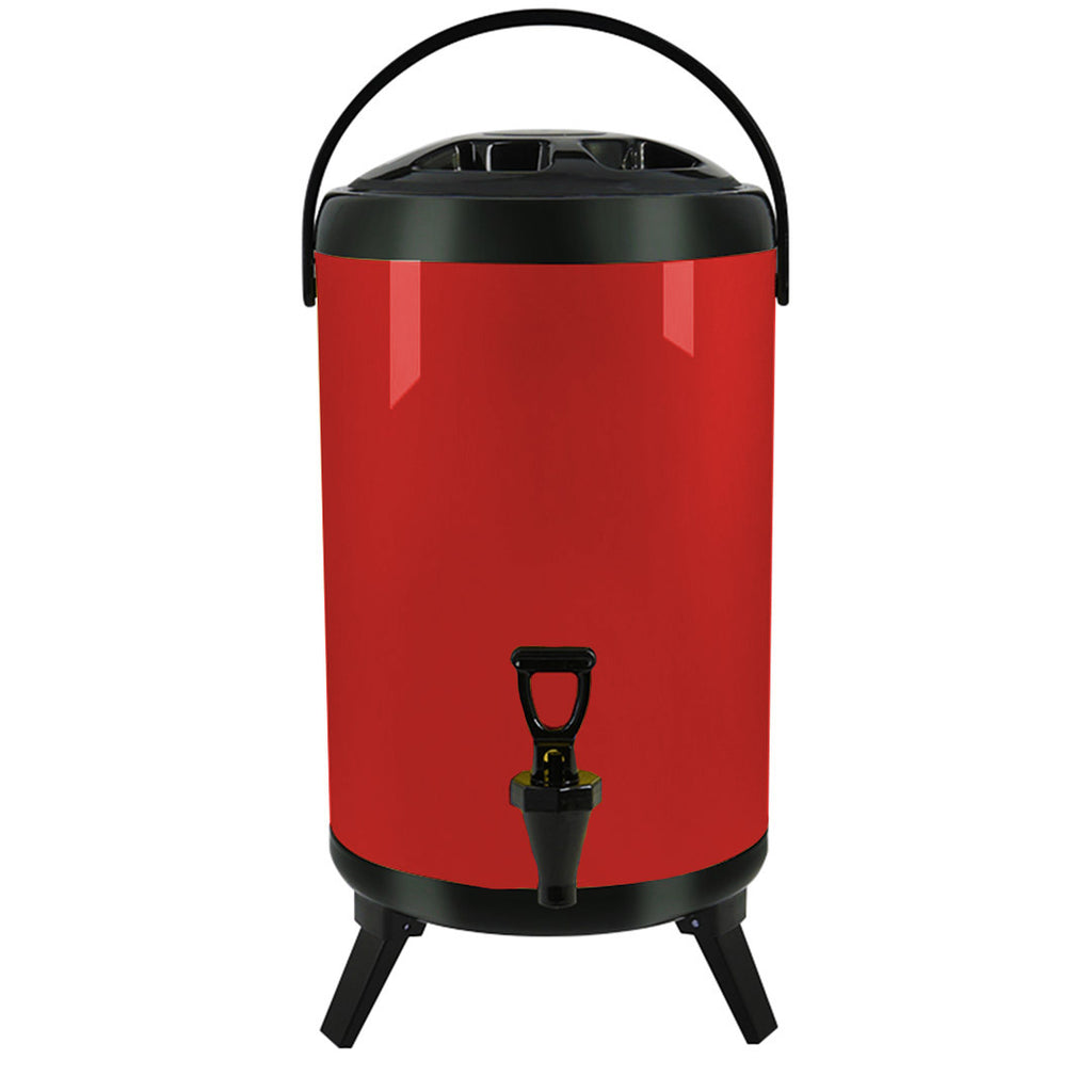 SOGA 8L Stainless Steel Insulated Milk Tea Barrel Hot and Cold Beverage Dispenser Container with Faucet Red Soga