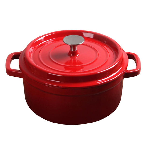 SOGA Cast Iron 26cm Enamel Porcelain Stewpot Casserole Stew Cooking Pot With Lid 5L Red Soga